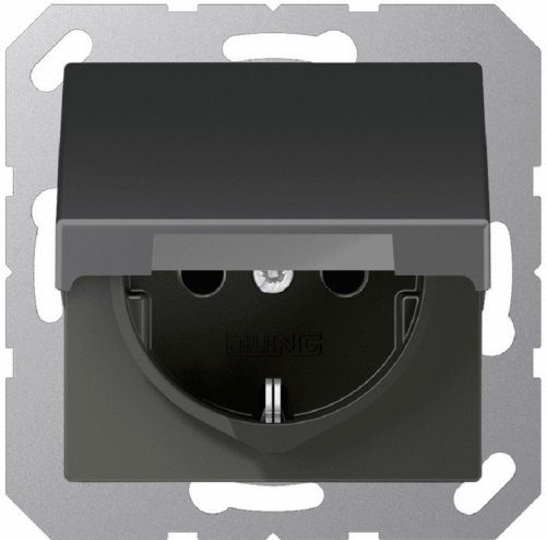 Розетка с заземлением без рамки Jung EcoProfi 1-м. крышка антрацит фото Розетка с заземлением без рамки Jung EcoProfi 1-м. крышка антрацит картинка